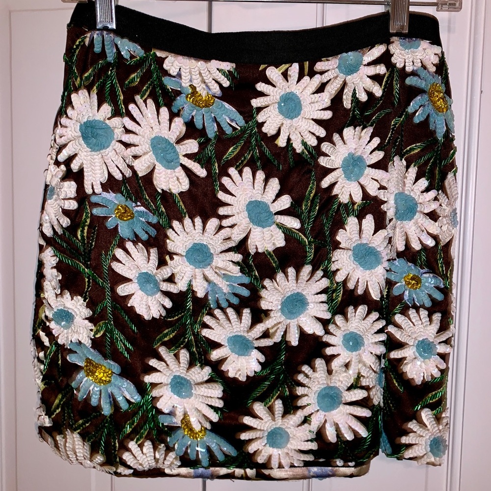 Topshop Sequin Floral Print Skirt